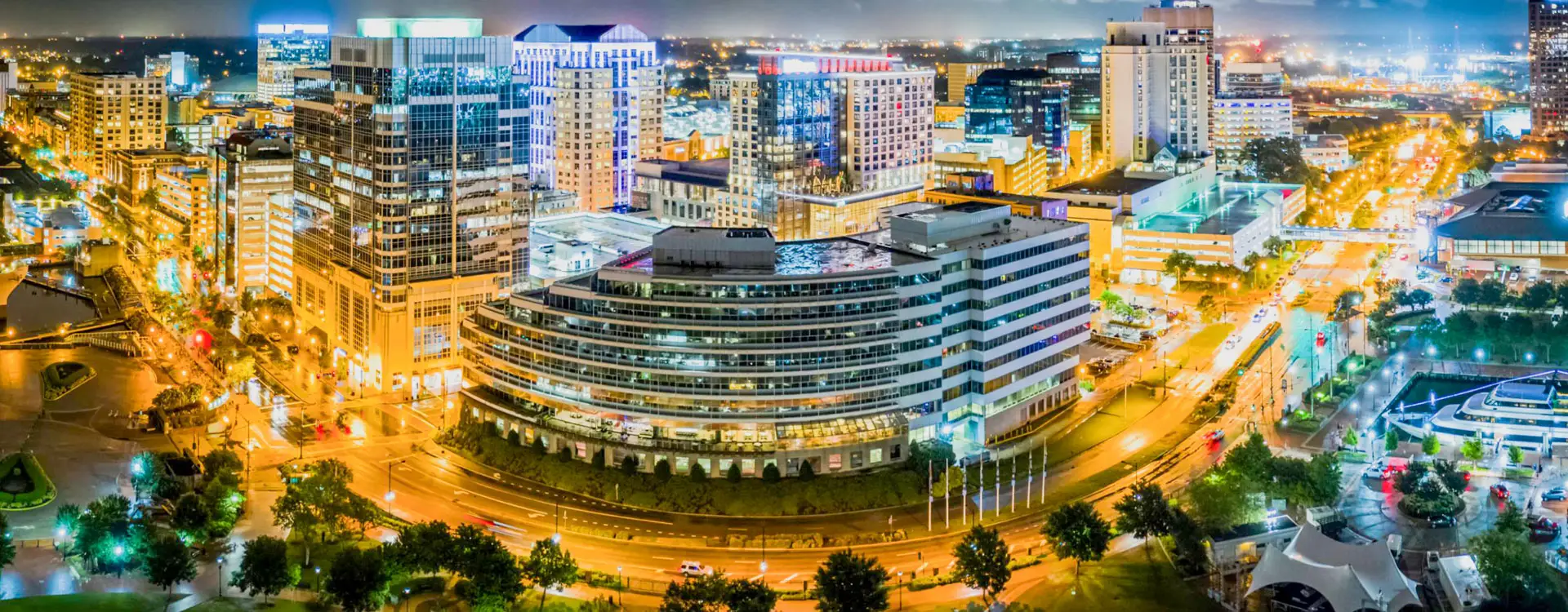 downtown Norfolk VA at night