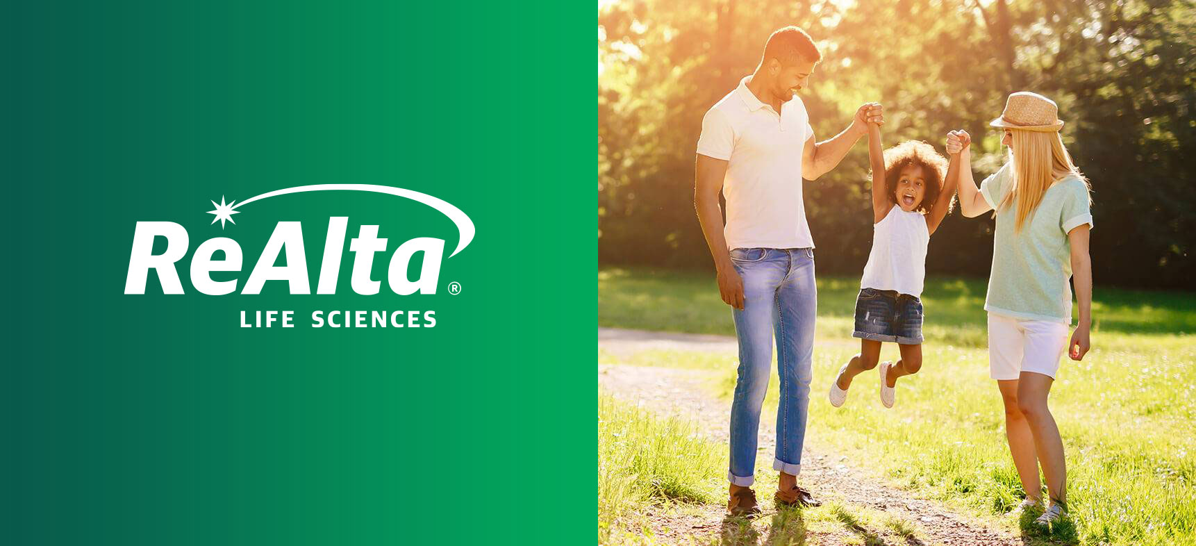 ReAlta Life Sciences - parents swinging child in the air between them